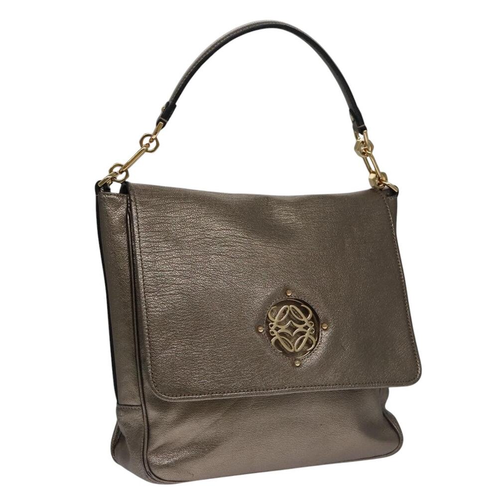 LOEWE Anagram Hand Bag Leather Bronze